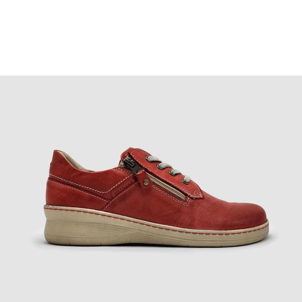 NEW KCR GROUP women's dr wellness zip-up leather shoes in red